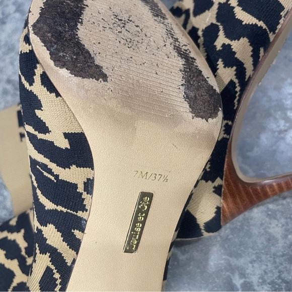 Louise Et Cie- SZ 7 Black Tan Stretch Leopard Animal Print Boot Sock - Picture 8 of 9